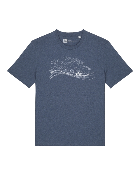 Stormy Weather – Unisex Bio T-Shirt mit Boot im Sturm - Dark Heather Blue